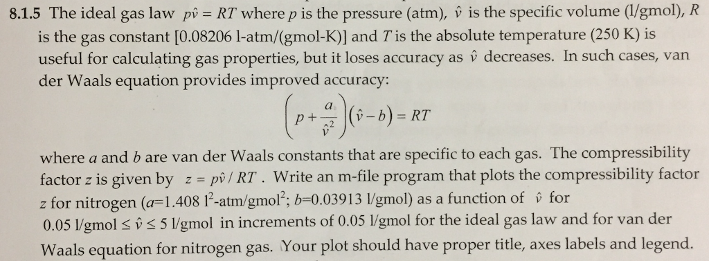 Solved 8 1 5 The Ideal Gas Law Pv Rt Where P Is The Pre Chegg Com