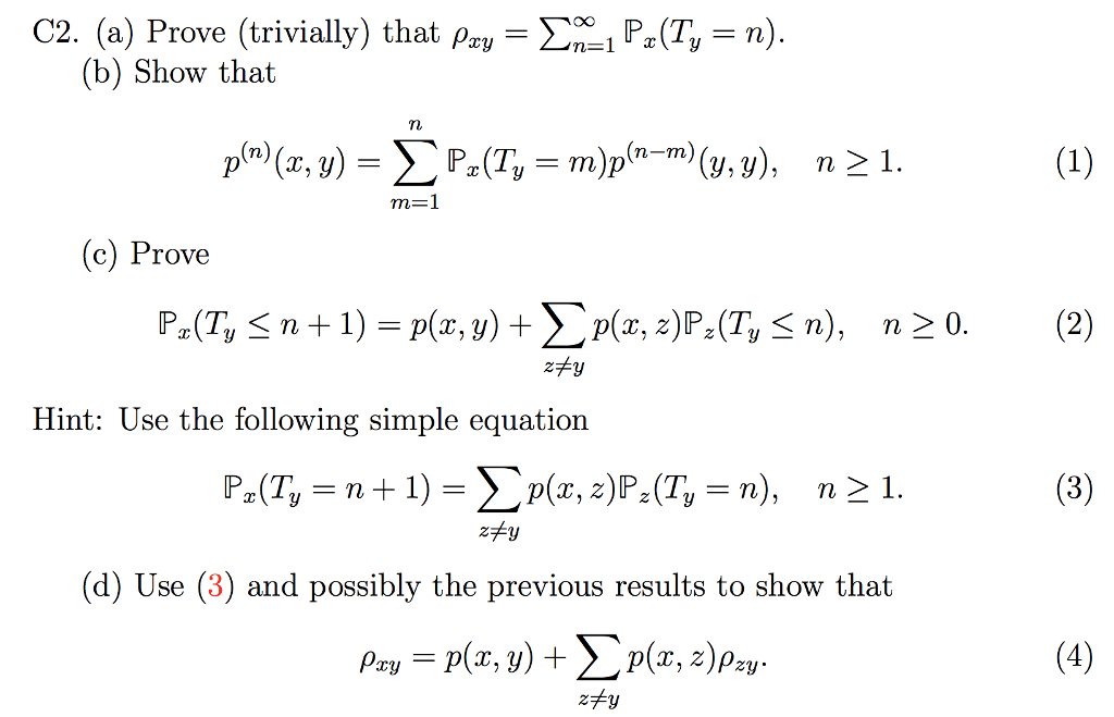 Solved Prove Trivially That Rho Xy Sigma Infinity N Chegg Com