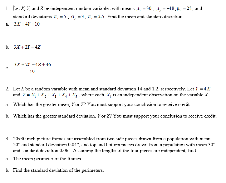 Solved Let X Y And Z Be Independent Random Variables Wi Chegg Com