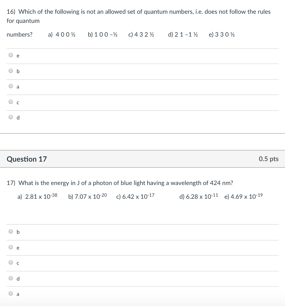 Solved 16 Which Of The Following Is Not An Allowed Set O Chegg Com