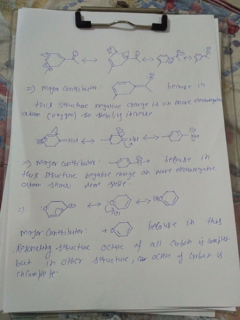 Question & Answer: Write all possible resonance structures of the species shown below. if there is any major..... 1