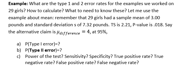 Solved What Are The Type 1 And 2 Error Rates For The Chegg Com