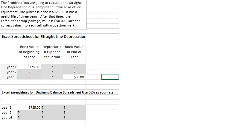straight line depreciation excel
