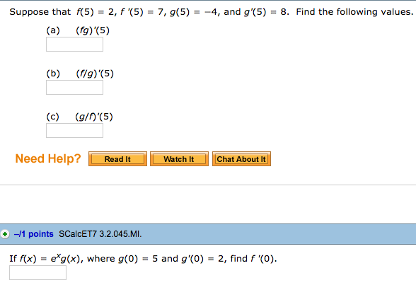 Solved Suppose That F 5 2 F 5 7 G 5 4 And G Chegg Com