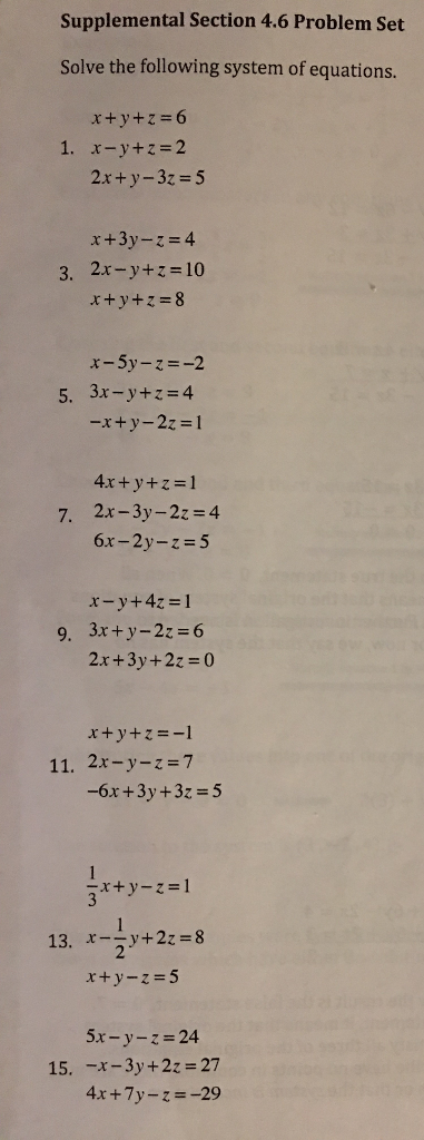 Solved Supplemental Section 4 6 Problem Set Solve The Chegg Com