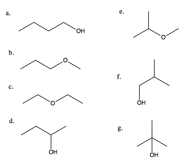 These are the 7 isomers to C4H10O. 