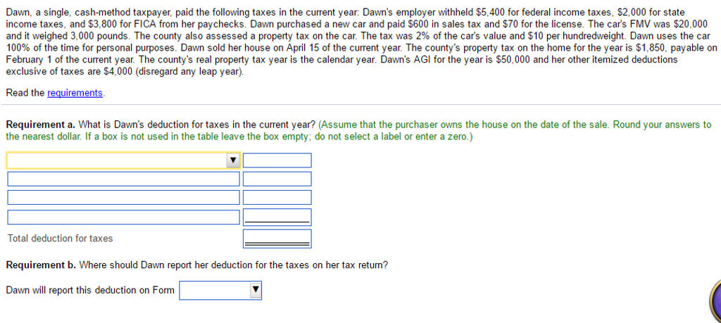 solved dawn a single cash method taxpayer paid the fol