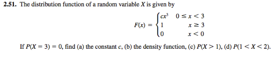 Solved 2 51 The Distribution Function Of A Random Variab Chegg Com