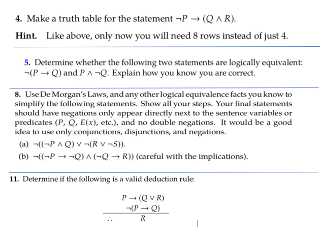 Solved 4 Make A Truth Table For The Statement P Q L R Chegg Com