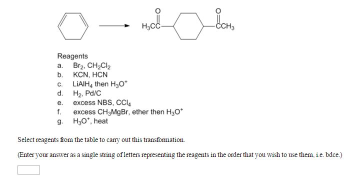 Select Reagents From The Table To Carry Out This Chegg 