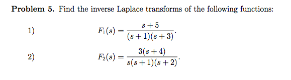 Solved Find The Inverse Laplace Transforms Of The Followi 