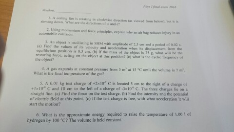 Solved A Ceiling Fan Is Rotating Is Rotating In Clockwise