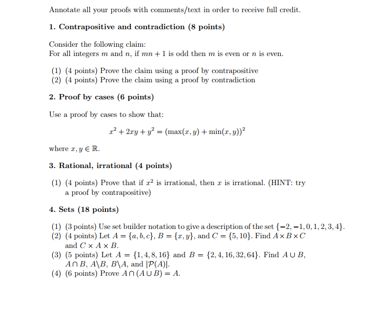 Solved Annotate All Your Proofs With Comments Text In Ord Chegg Com