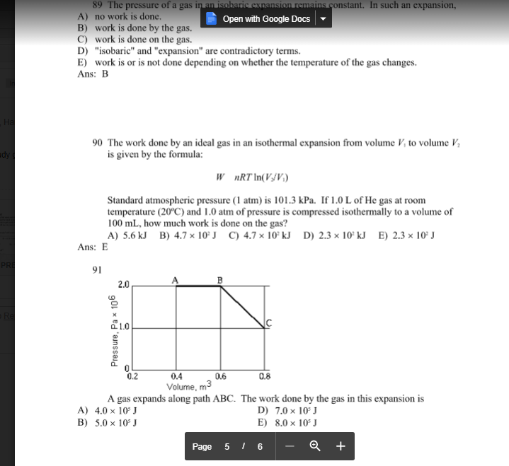 Solved The Pressure Of A Gas In An Isobaric Expansion Rem Chegg Com