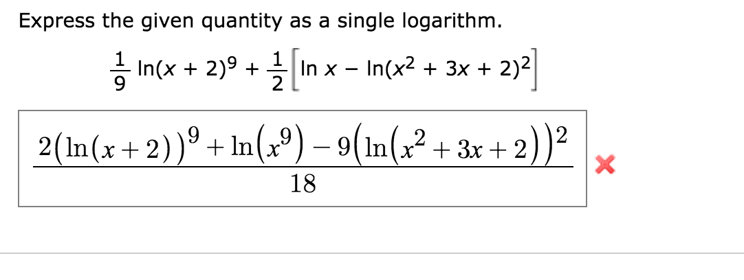 Express The Given Quantity As A Single Logarithm 1 9 Chegg 