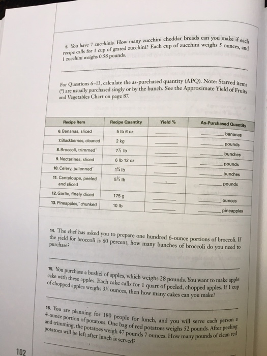 Solved] 14. Calculation The recipe below yields 3 portions. Calculate  the