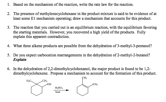 Solved Dehydration of an Alcohol: 2-methylcyclohexanol is