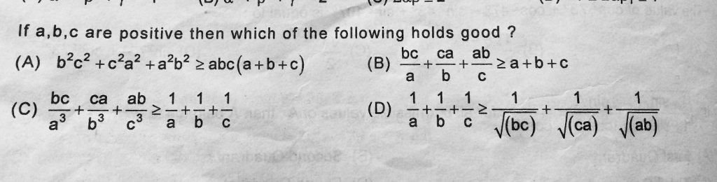 Solved If A B C Are Positive Then Which Of The Following Chegg Com