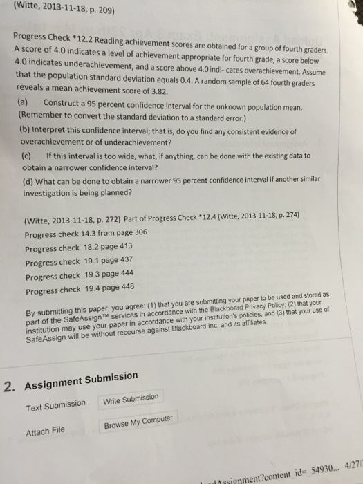 Solved Reading achievement scores are obtained for a group