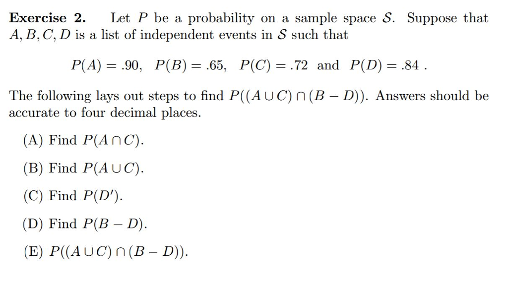 Solved Exercise 2 Let P Be A Probability On A Sample Spa Chegg Com