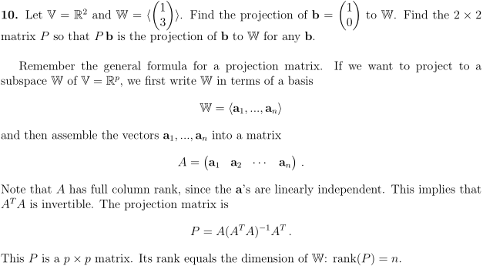 Let V R 2 And W Find The Projection Of B 1 Chegg Com