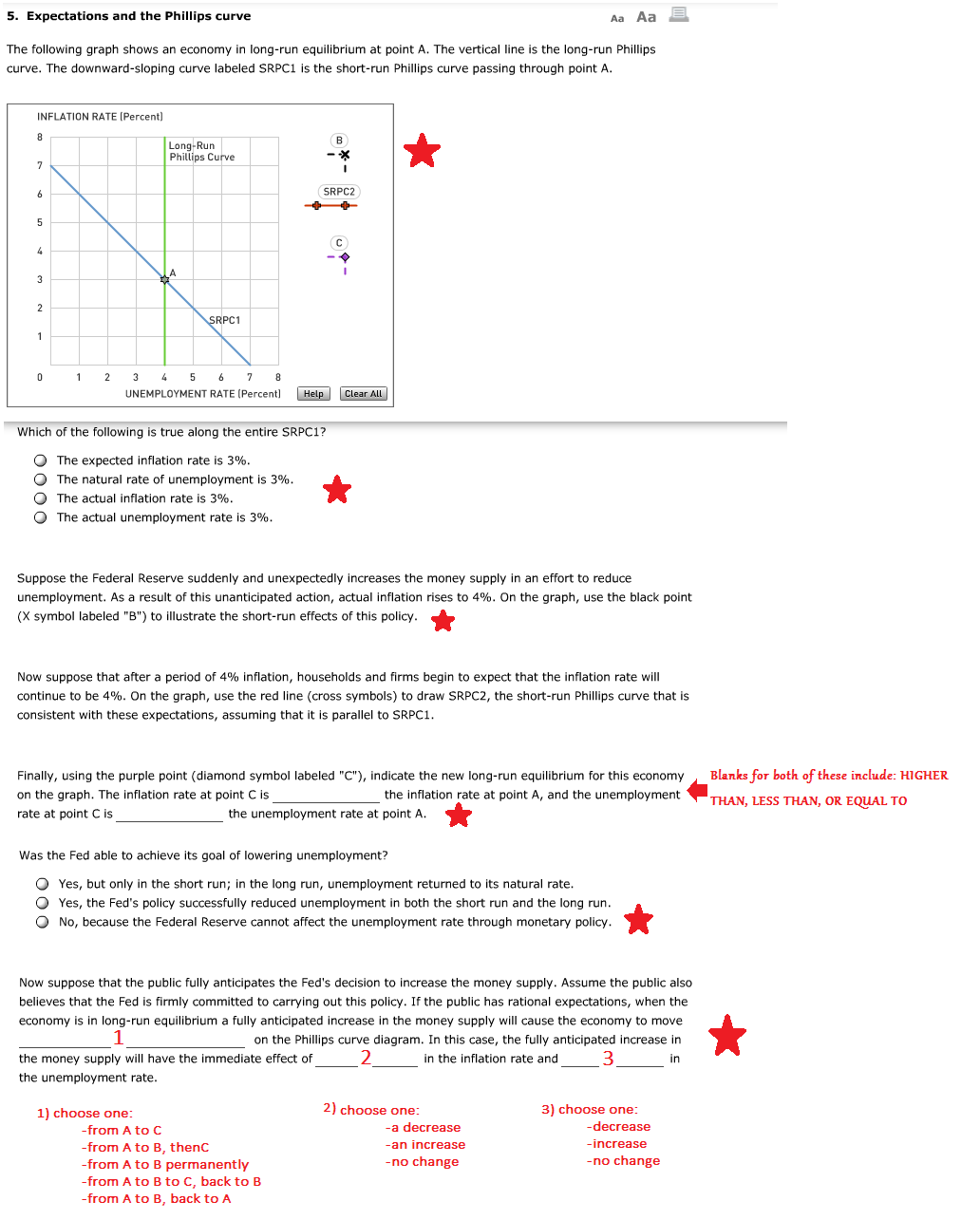 The following graph shows an economy in long-run e