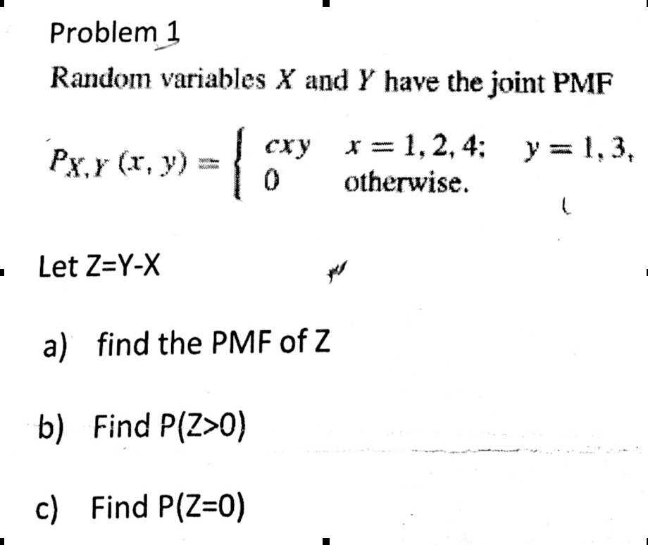 Solved Problem 1 Random Variables X And Y Have The Joint Chegg Com