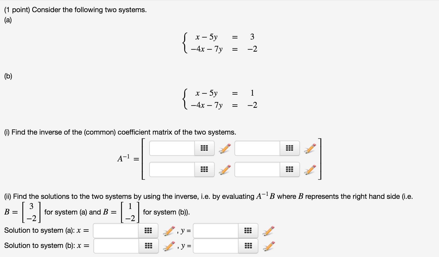 Solved Consider The Following Two Systems X 5 Y 3 Chegg Com