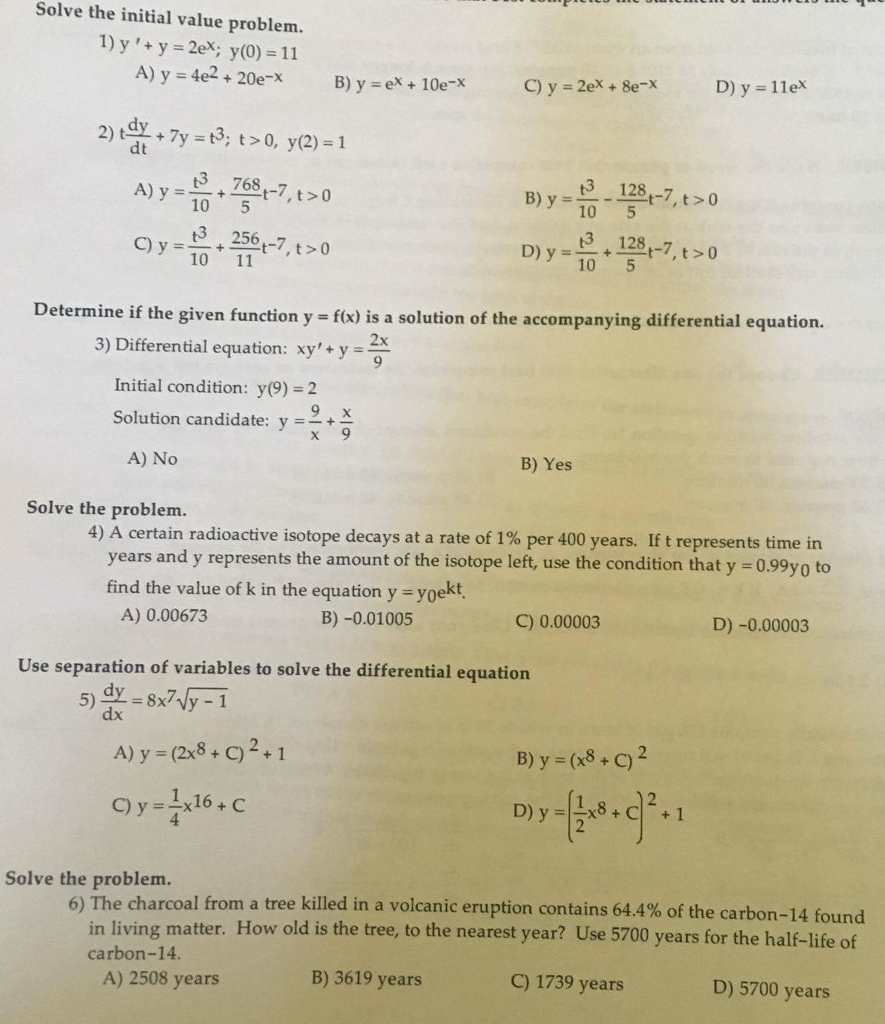 Solved Solve The Initial Value Problem Y Y 2e X Y 0 Chegg Com