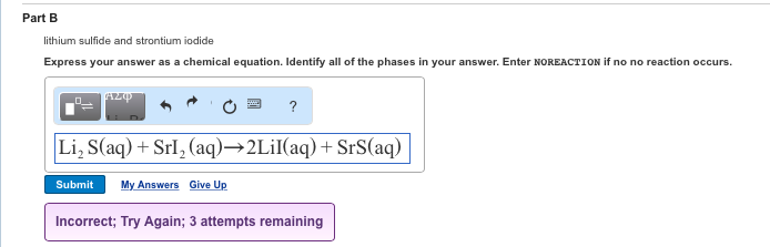 Part B Lithium Sulfide And Strontium Iodide Express Chegg 