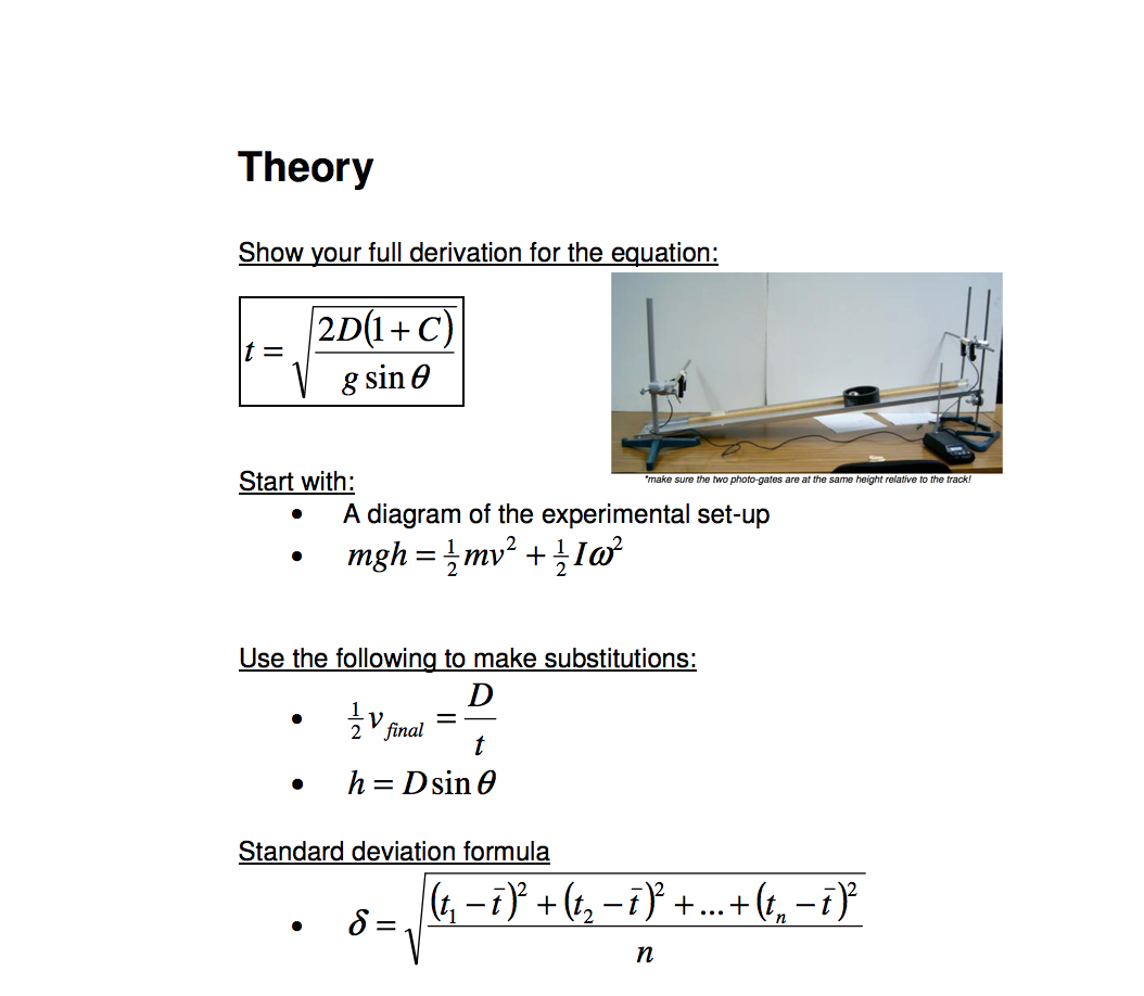 Solved Theory Show Your Full Derivation For The Equation Chegg Com