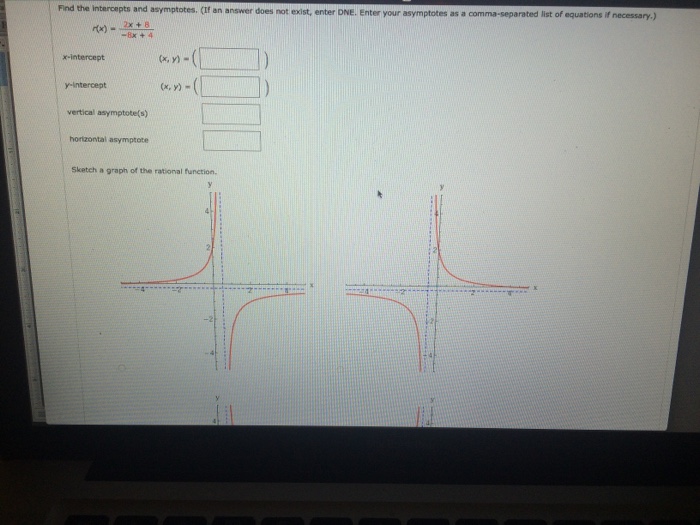 Solved Find The Intercepts And Asymptotes If An Answer Chegg Com