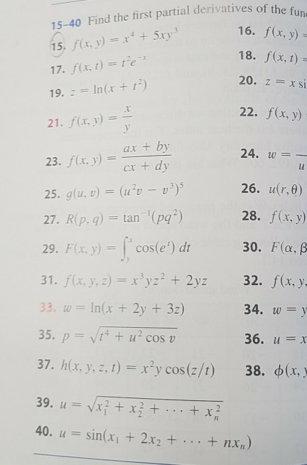 Solved Use Maple To Find The Partial Derivatives For The Chegg Com