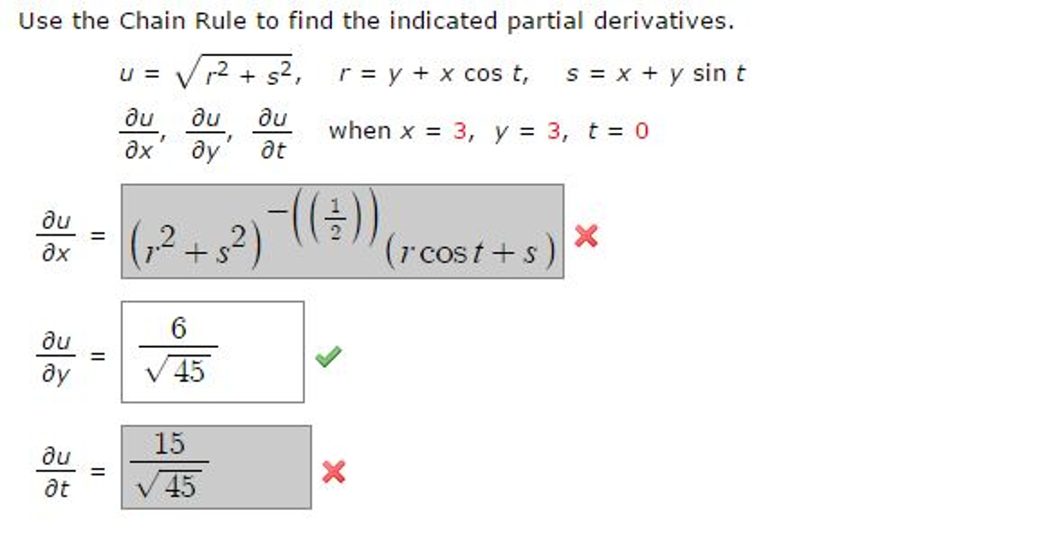 Use The Chain Rule To Find The Indicated Partial Chegg 