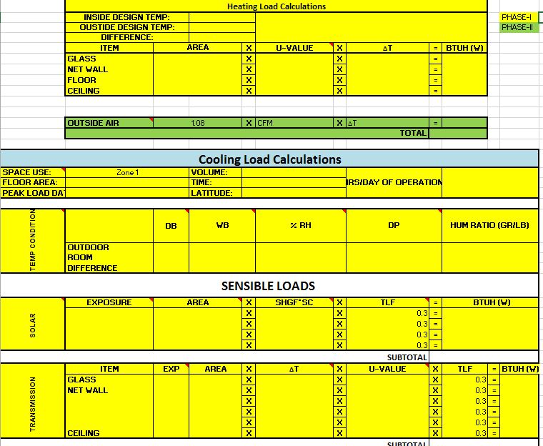 Find And Calculate The Zonning Heating Coling Loa