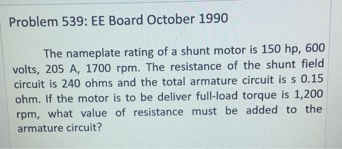 EE Board October 1990 The nameplate rating of a s