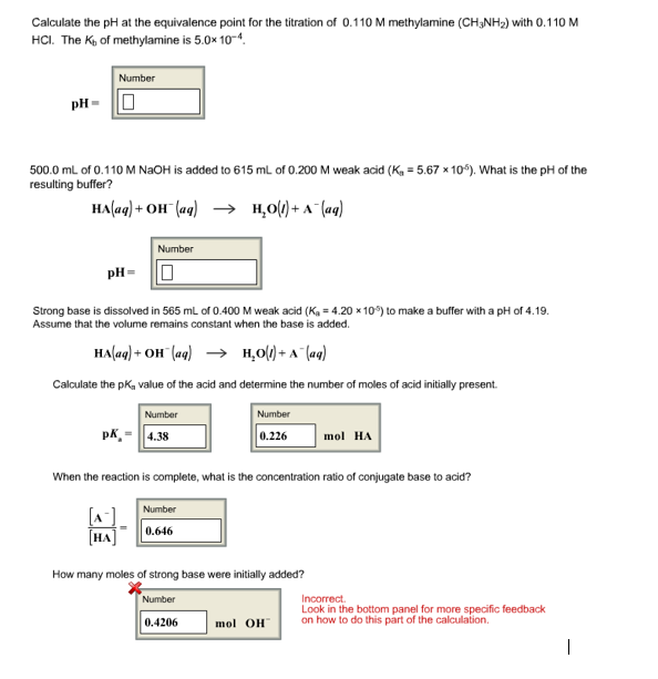 Solved: Calculate The PH At The Equivalence Point For The ...