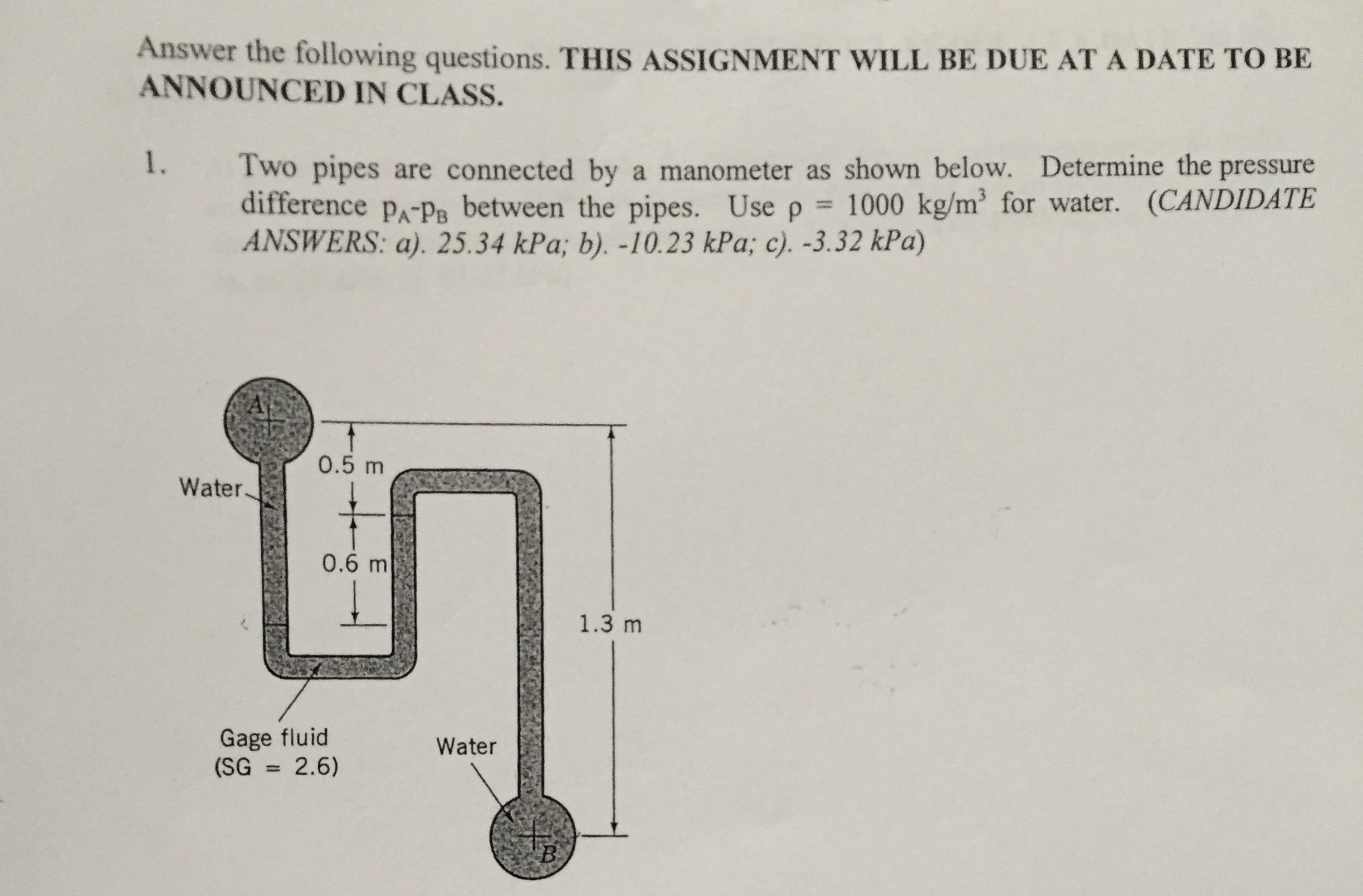 Two Pipes Are Connected A Manometer As Shown Chegg 