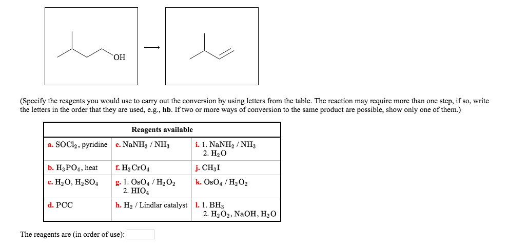 Solved Specify The Reagents You Would Use To Carry Out T Chegg Com