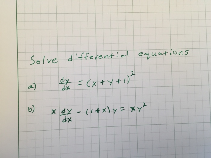 Solved Solve Differential Equations Dy Dx X Y 1 2 Chegg Com