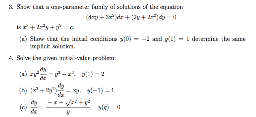 Solved Show That A One Parameter Family Of Solutions Of The Chegg Com