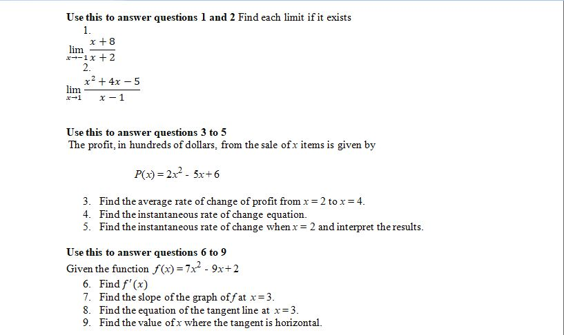 Solved Use This To Answer Questions 1 And 2 Find Each Lim Chegg Com