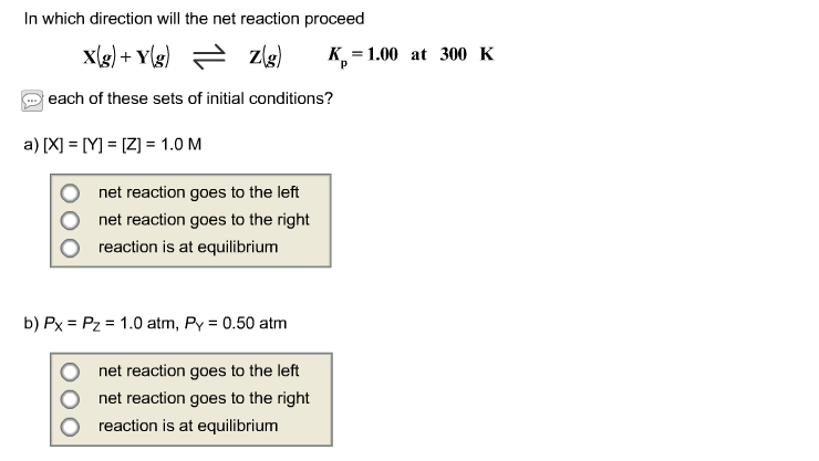 Solved In Which Direction Will The Net Reaction Proceed X Chegg Com