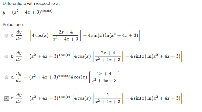 Differentiate With Respect To X Y X 2 4x Chegg Com