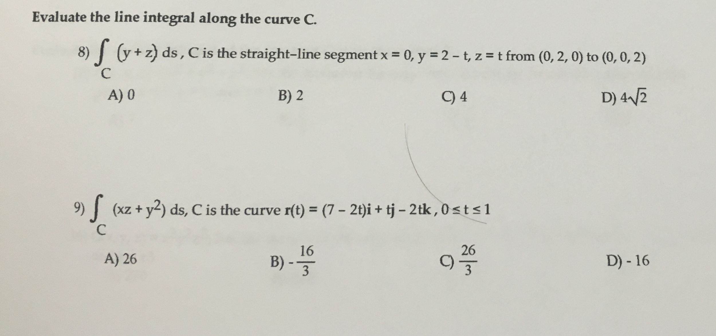 Solved Evaluate The Line Integral Along The Curve C Inte Chegg Com