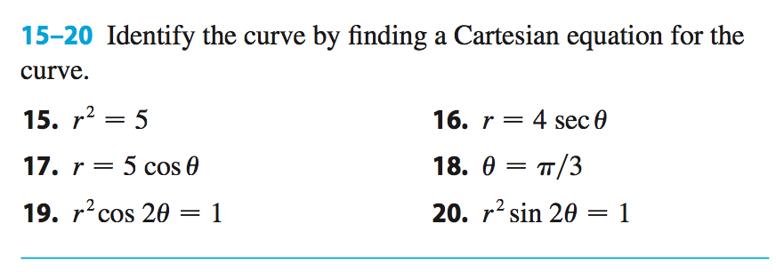 Solved 1520 Identify The Curve By Finding A Cartesian Eq