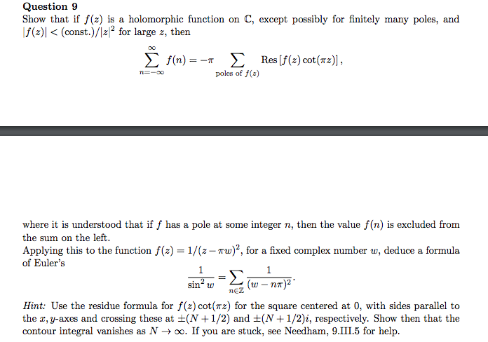 Show That If F Z Is A Holomorphic Function On C Chegg Com