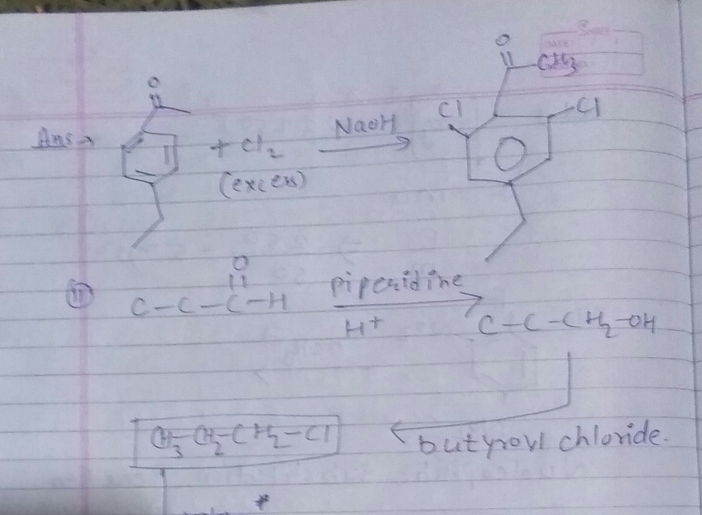 Question & Answer: Draw the final products of these reactions. 4-ethylacetophenone + excess Cl_2 in NaOH..... 1
