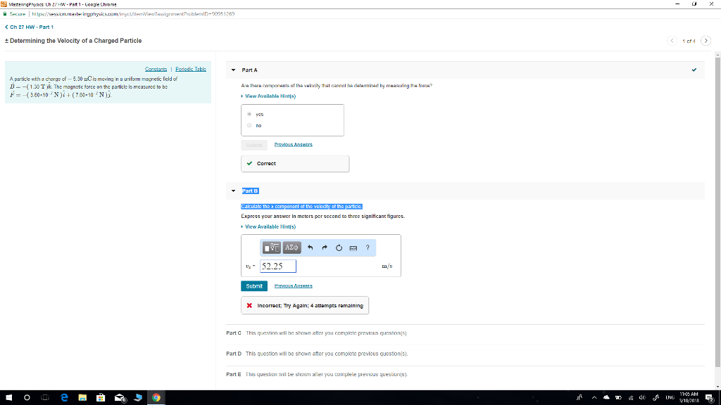 Solved A Particle With A Charge Of 5 30 Nc Is Moving In Chegg Com