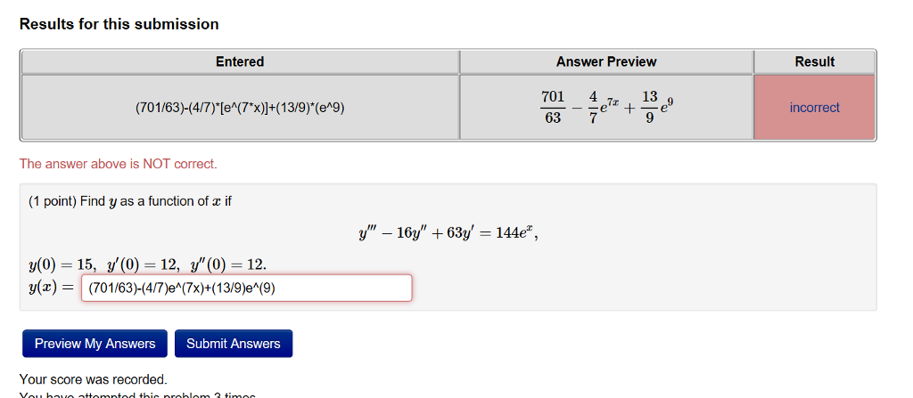 Results For This Submission Entered Answer Preview Chegg Com